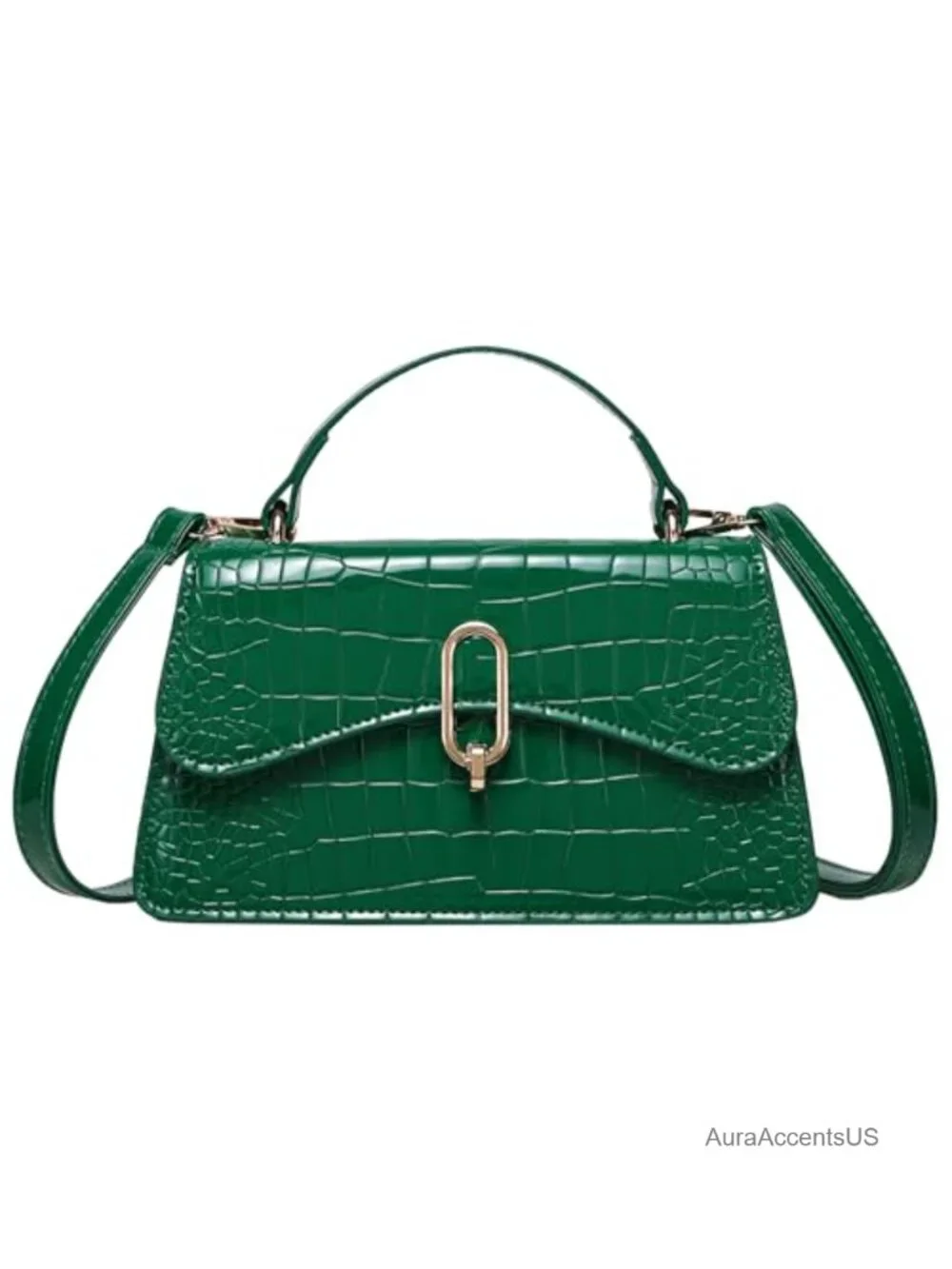 Mini PU Leather Crossbody Bag with Twist Lock, Small Satchel Purse